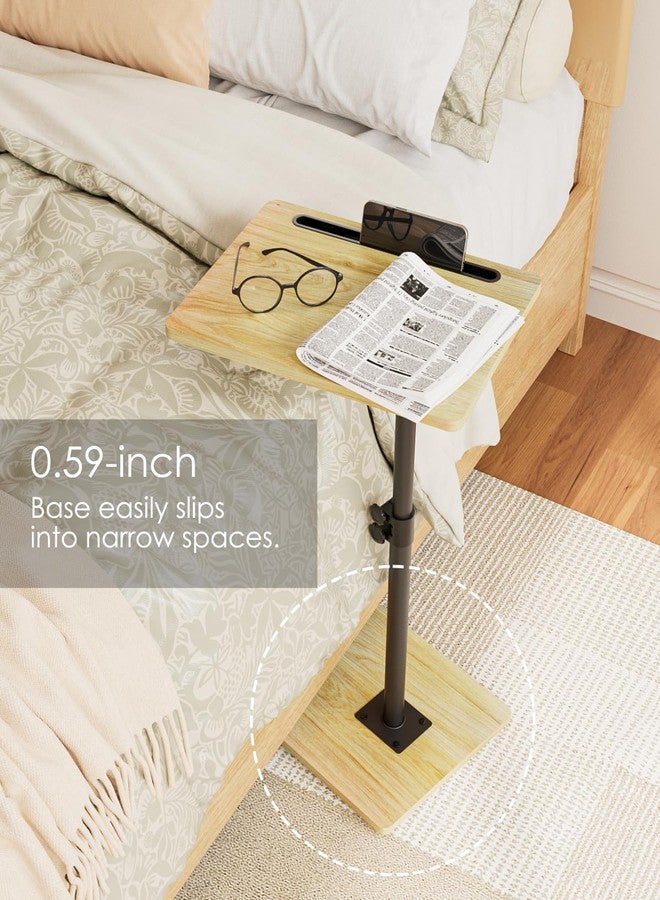 Masupu Sofa Arm Tray Table - 360° Swivel Height Adjustable End Table, Small Snack Side Table for Couch, C Shaped Table for Bed, Chair or TV Tray Table(Rustic Brown, Angle Adjustable) - Image 3