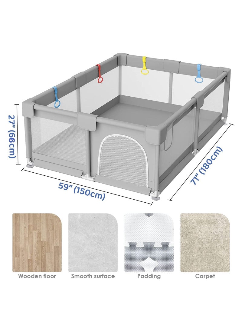 Cool Baby - Children's Play Game Fence Indoor Baby Toddler Safety Fence Baby Crawling Playground Baby Playpen With Balls and Handrails - Image 1