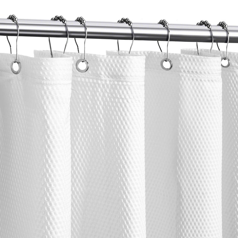 Tititex Solid White Cloth Fabric Shower Curtain Liner with 2 Magnets - Texture Pressure Bubble Soft Hotel Quality Waterproof Shower Liner, Light-Weight & Machine Washable 72x72 inch - Image 1
