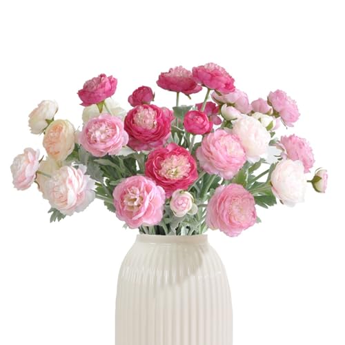 Molilito Artificial Flowers Silk Peony Pink Flowers Combo Rose Red Silk Flowers Bouquet 10Pcs 30Heads Fake Peonies for Faux Floral Arrangements Home Table Kitchen Wedding Party Farmhouse Decor - Image 1