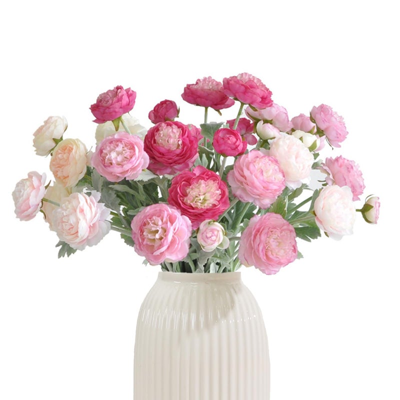 Molilito Artificial Flowers Silk Peony Pink Flowers Combo Rose Red Silk Flowers Bouquet 10Pcs 30Heads Fake Peonies for Faux Floral Arrangements Home Table Kitchen Wedding Party Farmhouse Decor - Image 2