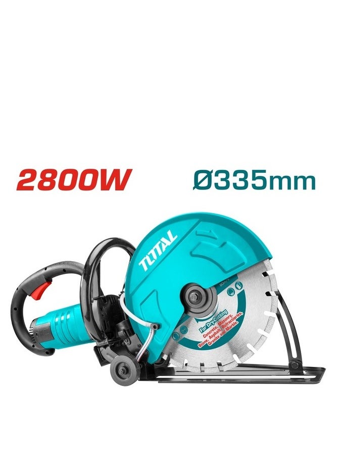 TOTAL TOTAL Power Cutter 2800W - 355mm Blade, 4800rpm No-Load Speed, 120mm Max Cutting Depth, Includes Extra Carbon Brushes, Cutting Disc & 5m Water Pipe – Heavy Duty Cutter for Metal, Concrete & Stone  - Image 1