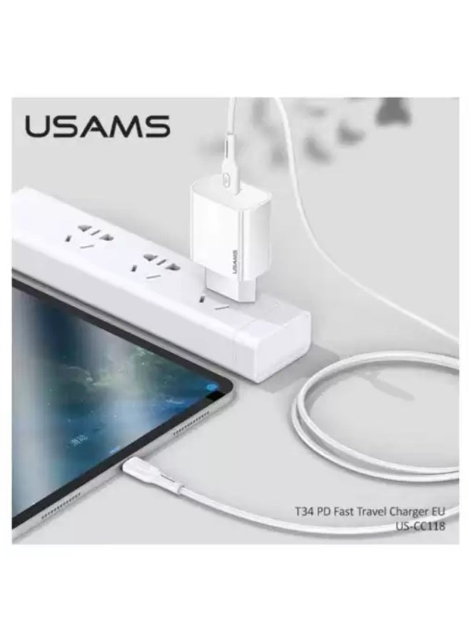 USAMS US-CC118 T34 PD Fast Travel 1C Charger  20W (EU) - Image 3