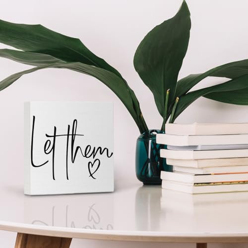 Nvotell Let Them Wooden Sign - Mental Health Quotes Wood Box Signs 5x5 Inches, Let Them Desk Tabletop Signs for Home Decor Shelf, Office Gifts for Coworkers Women, Office Decorations for Work - Image 3