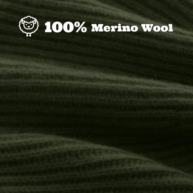 ACUSHLA 100% Merino Wool Cuff Beanie for Men & Women Loose Fit Knitted Winter Hat Unisex Watch Cap Skullie for Cold Weather, M-L Army Green - Image 3