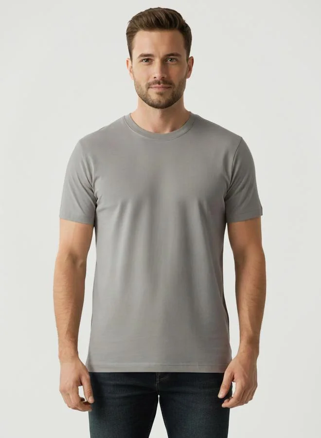 Clans&Hans Men Grey Cotton Crew Neck T-Shirt
