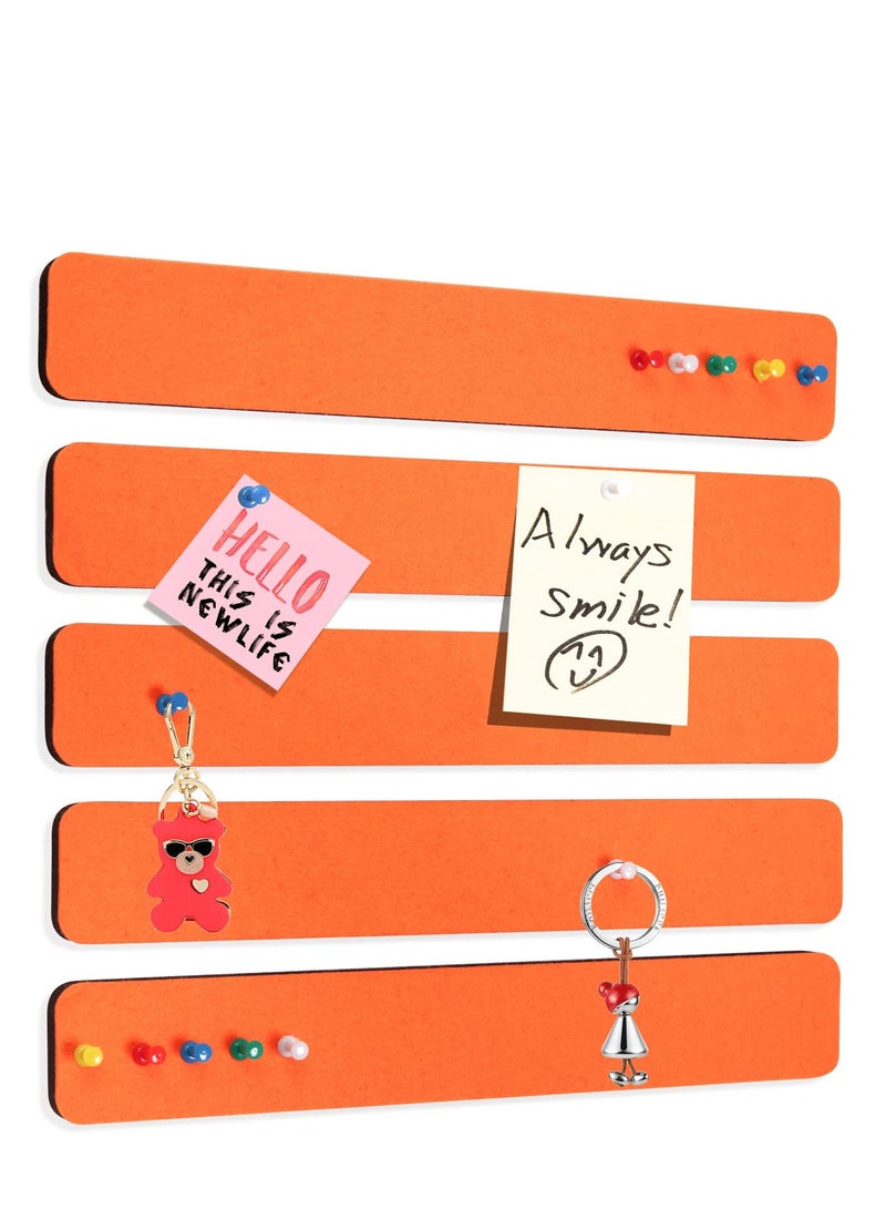 Zikra Felt Pin Board Bar Strips Bulletin Board for Bedrooms Offices Home Wall Decoration, Notice Board Self Adhesive Cork Board with 50 Push Pins for Paste Notes, Photos, Schedules (Orange) - Image 1