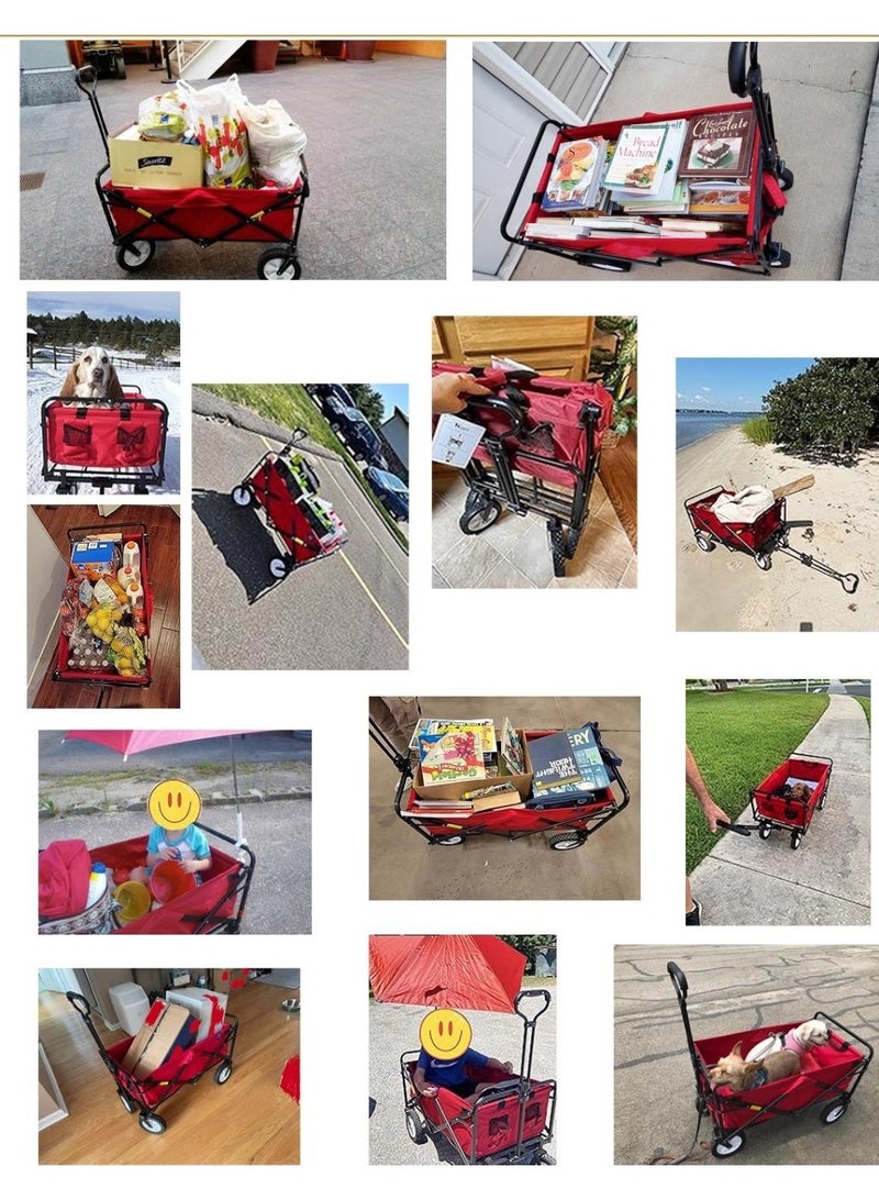 RED Festival Wagon Garden Cart Trolley Folding Multi-Purpose Big Wheels Holds - Image 3
