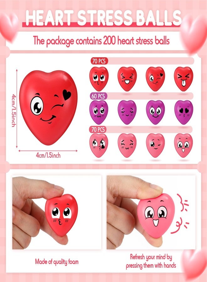 Arrowbash 150 Pcs Valentine's Day Heart Stress Balls 1.5 Inch Stress Balls Anxiety Relief Toys Party Favors Adults (Expression) - Image 2
