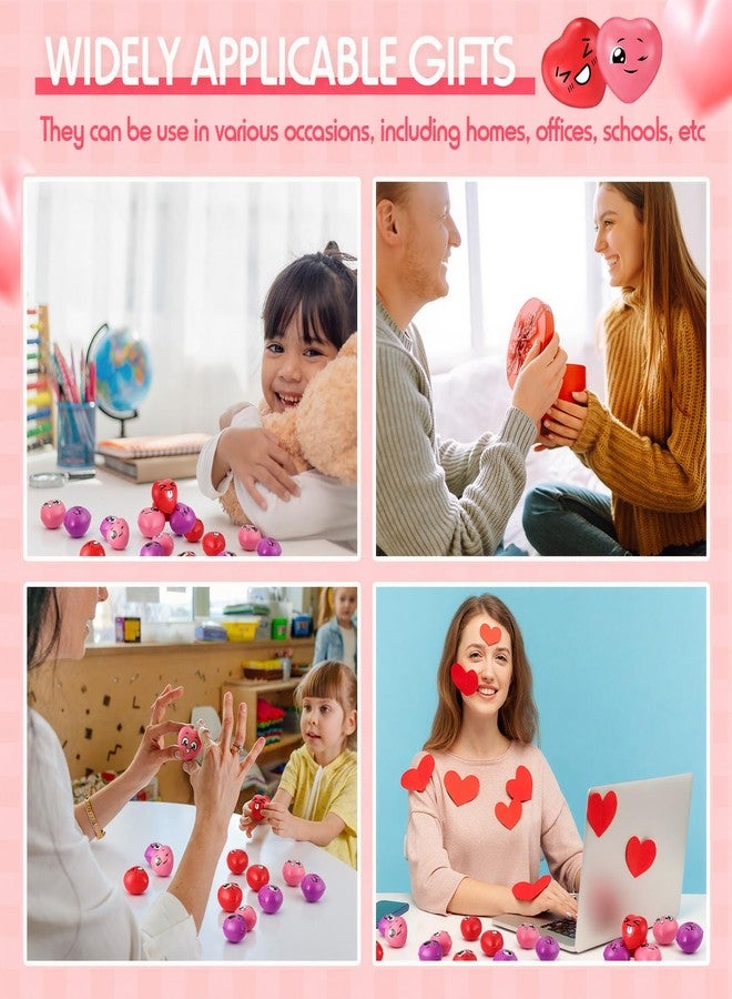 Arrowbash 150 Pcs Valentine's Day Heart Stress Balls 1.5 Inch Stress Balls Anxiety Relief Toys Party Favors Adults (Expression) - Image 3