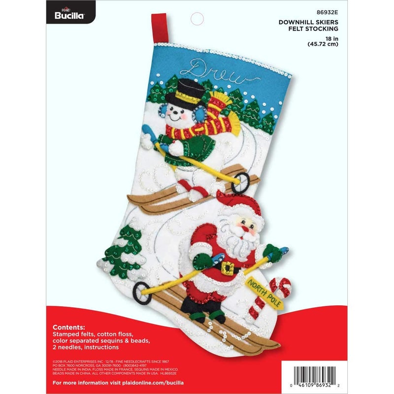 Bucilla Bucilla Felt Stocking Applique Kit 18 Downhill Skiers 