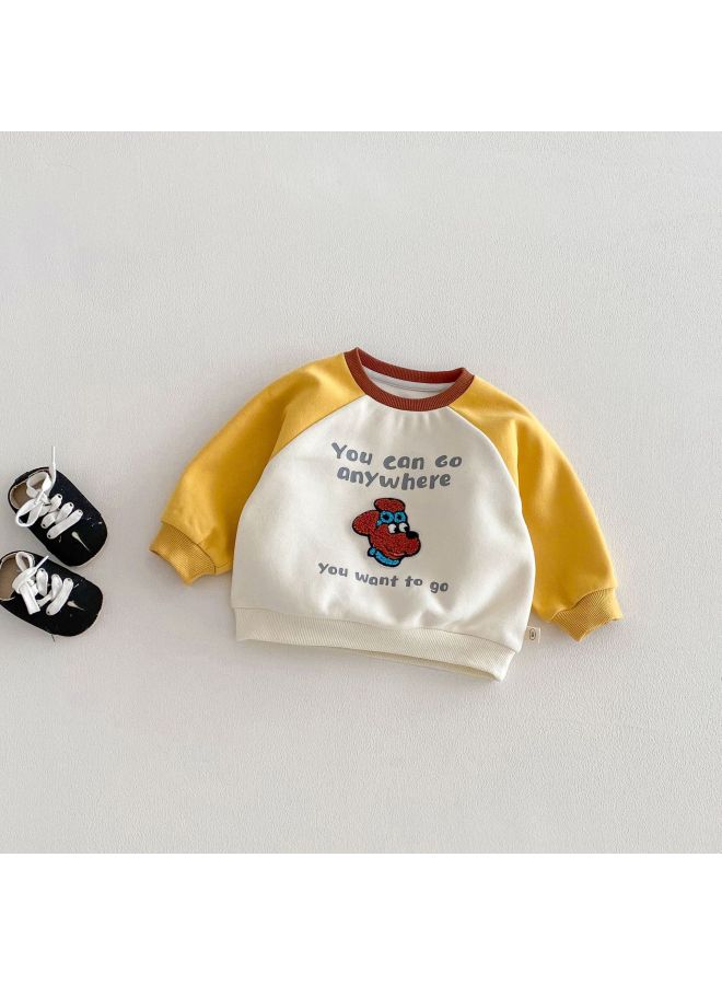 Boy's Towel Embroidered Cartoon Sweatshirt 2026 New Spring Baby Stylish Letter Raglan Pullover Children's Spring Clothing