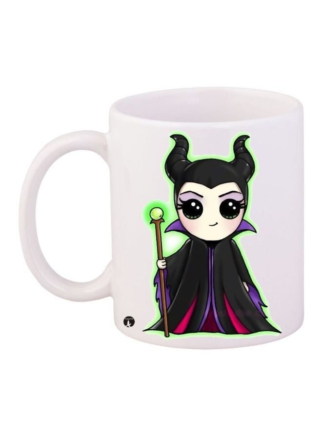 RYN Cartoon Kawaii Girl Printed Coffee Mug White/Black/Brown 11ounce