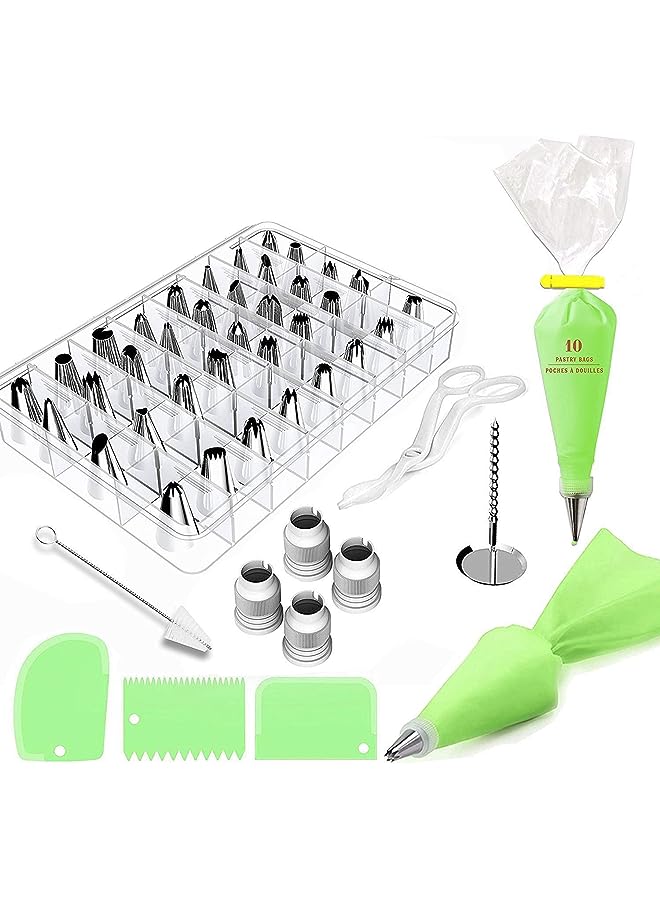 PROMASS طقم أدوات تزيين الكعك، كيس المعجنات السيليكون القابل لإعادة الاستخدام مع 62 قمع لتزيين الكعك، أسود، ARTC-Wh062، تزيين الكعك - Image 1