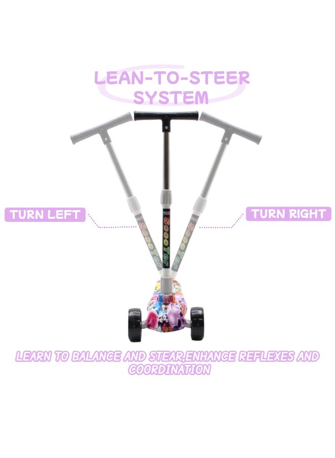 EASY FUTURE 3-8 Years Ideal Foldable Kids Scooter with Height-Adjustable Handle, LED PU Wheels, Rear Brake & Music Including Full Protective Gear Set - Image 4