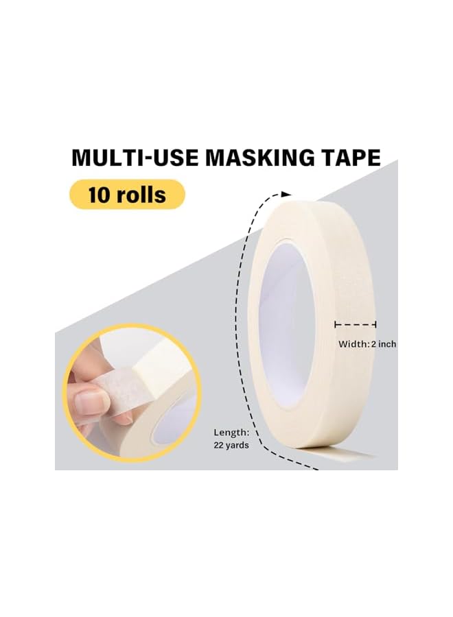 PROMASS promass Masking Tape 2" x 22 Yards - No Residue, Easy Removal, Strong Adhesive for Painting, Labeling, Marking, Gardening, Packaging, Schools, Office, Industrial Uses(10 Rolls)  - Image 2