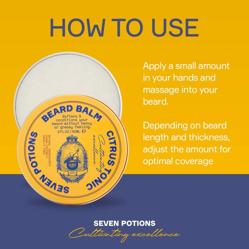 SEVEN POTIONS Beard Wax for Men â€” Medium Hold Styling Wax to Shape And Nourish Your Beard â€” All-Natural, Vegan, Cruelty Free â€” Citrus Tonic (1 FL OZ) - Image 5