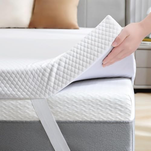 SINWEEK SINWEEK 2 Inch Gel Memory Foam Mattress Topper Twin Size Ventilated High Density Pad for Back Pain Bed Topper with Removable Soft Cover CertiPURUS Certified 