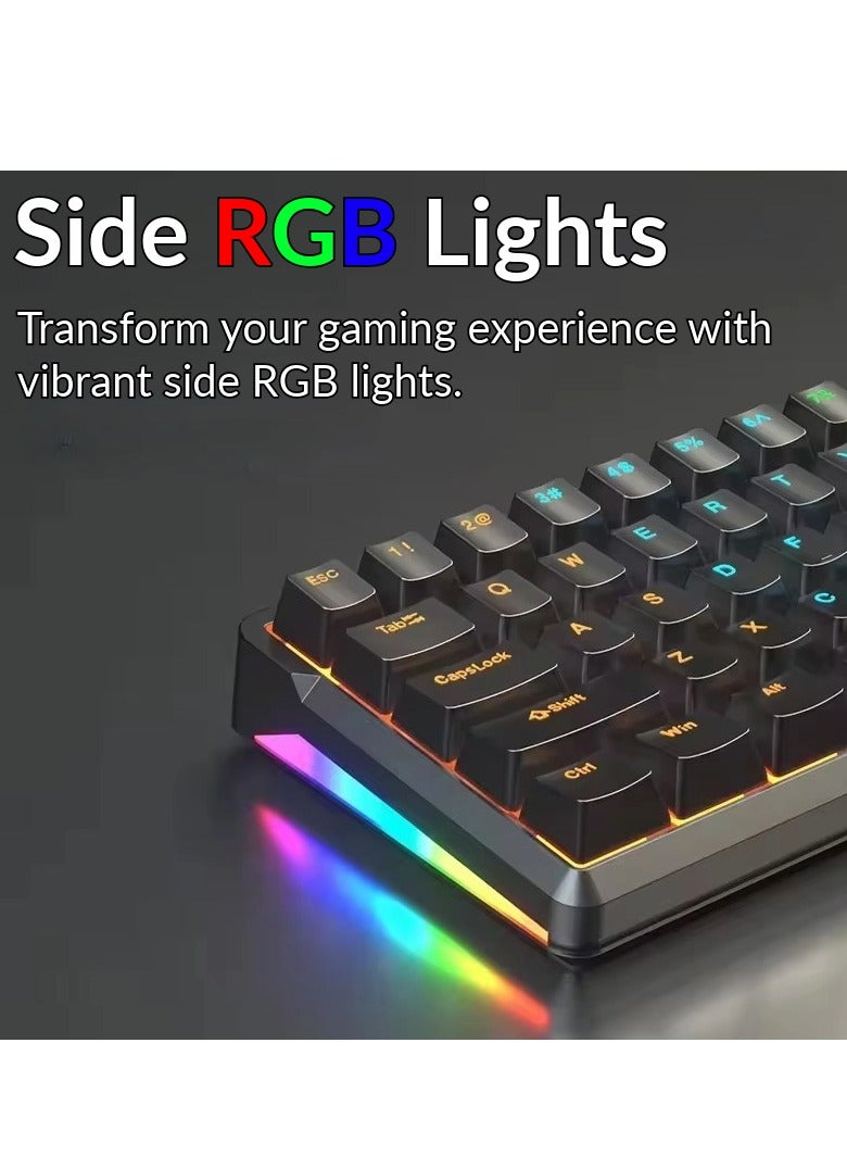 كيبورد العاب ميكانيكي، 68 مفتاح، مفتاح احمر/ازرق، اضواء RGB، عربي، سلكي USB نوع C، مقاوم للماء والغبار أبيض إنجريدي - مفتاح أزرق - Image 3