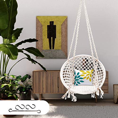 Patiofy Made In India Large Size Swing Chair|With Free Complete Hanging Kit Hammock-Hanging Chair Handmade 100% Cotton For Comfort Indoor And Outdoor(Swing With Accessories)(White) - Image 1