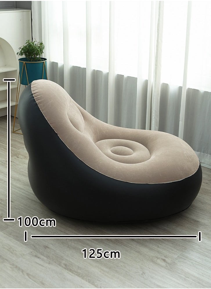 GRKC - Inflatable Sofa with Foot Pump, PVC Flocking Lazy Sofa, Foldable & Portable Air Lounge Chair with Backrest for Living Room, Bedroom, Office, Balcony, Camping & Outdoor Use - Image 1