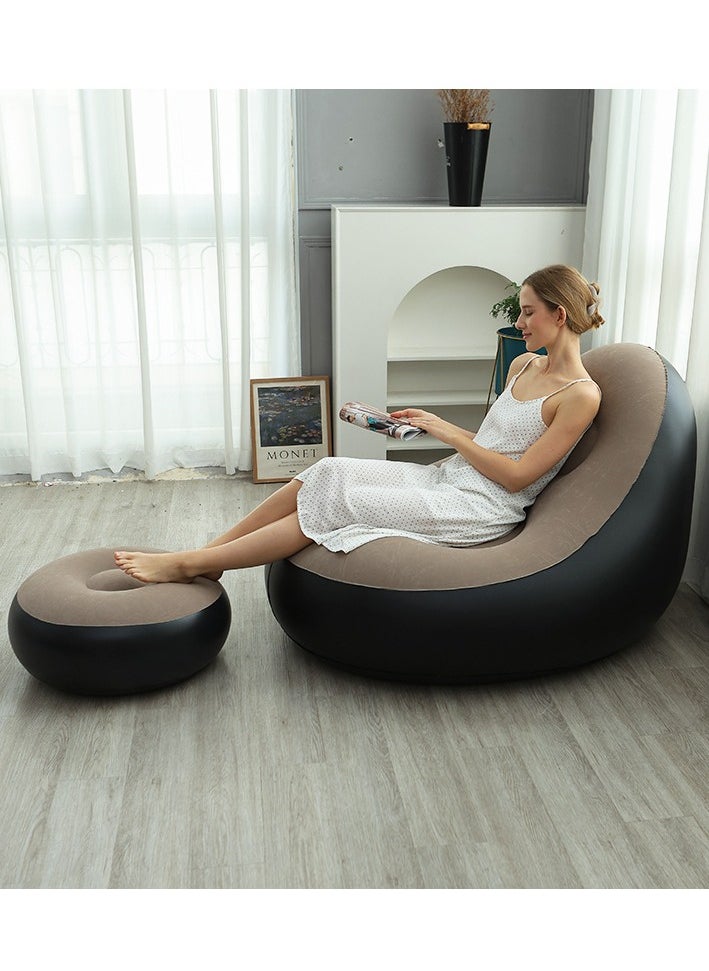 GRKC - Inflatable Sofa with Foot Pump, PVC Flocking Lazy Sofa, Foldable & Portable Air Lounge Chair with Backrest for Living Room, Bedroom, Office, Balcony, Camping & Outdoor Use - Image 1