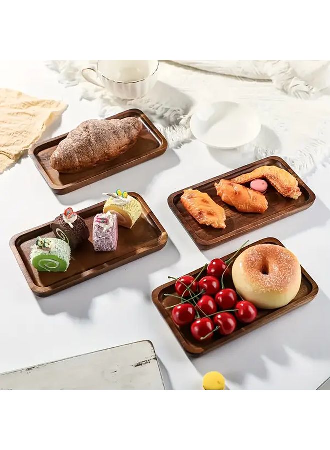 5pcs Solid Wood Rectangular Dessert Plates Serving Tray For Party Snacks Decor - Image 1