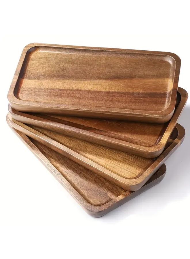 5pcs Solid Wood Rectangular Dessert Plates Serving Tray For Party Snacks Decor - Image 3