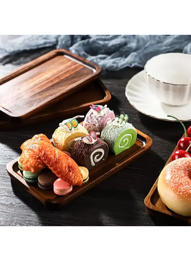 5pcs Solid Wood Rectangular Dessert Plates Serving Tray For Party Snacks Decor - Image 4