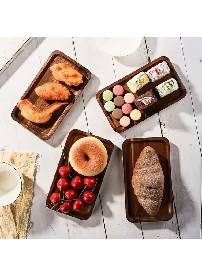 5pcs Solid Wood Rectangular Dessert Plates Serving Tray For Party Snacks Decor - Image 2