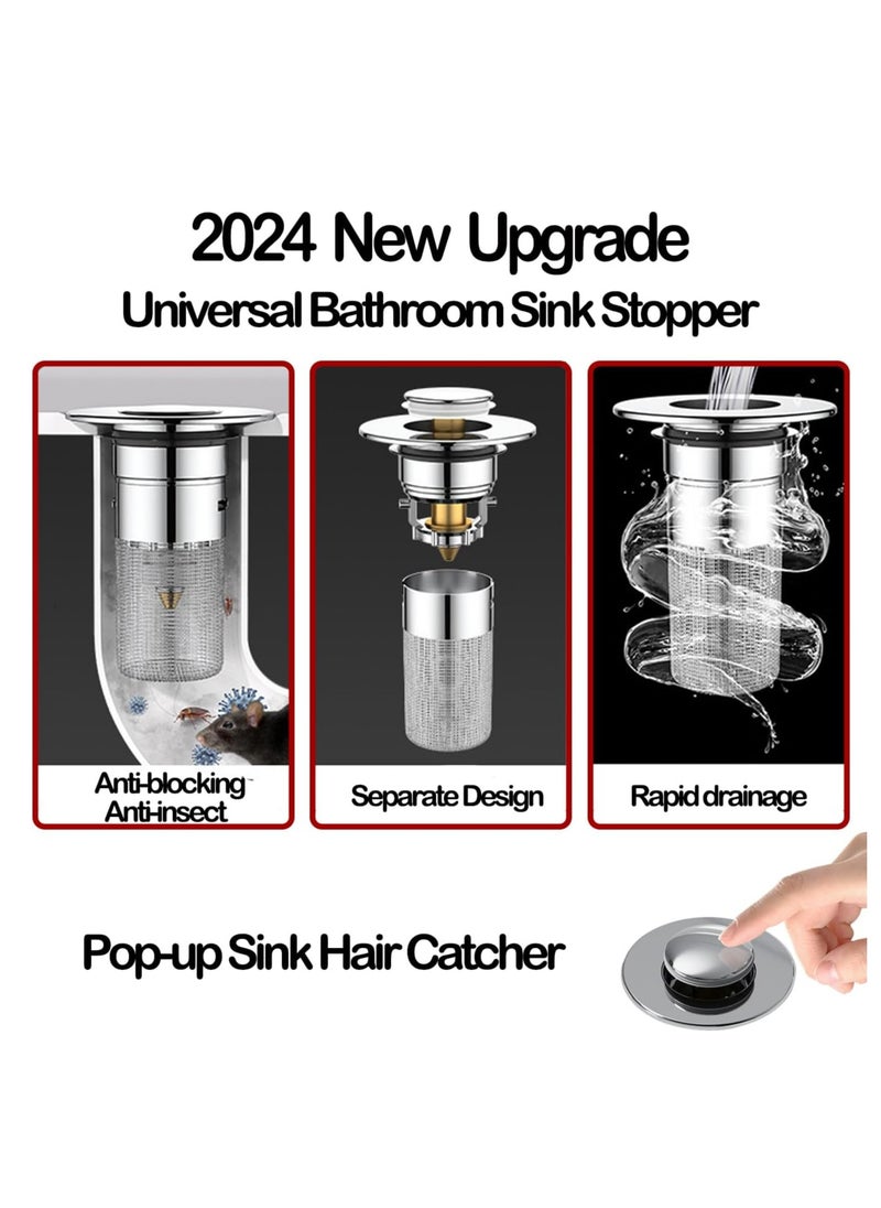 Oasisgalore Pop Up Bathroom Sink Drain Strainer Hair Catcher forniversal Bathroom Kitchen Basin Sink Stopper Replacement  - Image 3