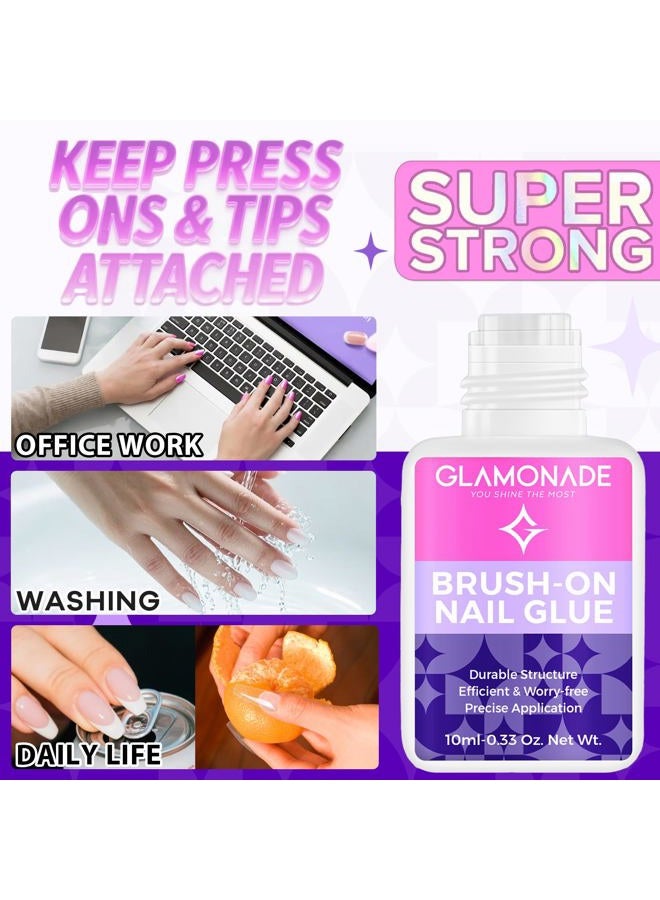 Glamonade Super Strong Nail Glue: Glue for Press Ons & Acrylic Nails & Fake Nail Tips - 10ml Professional Easy Long-Lasting Mess-Free Application Adhesive - Image 4