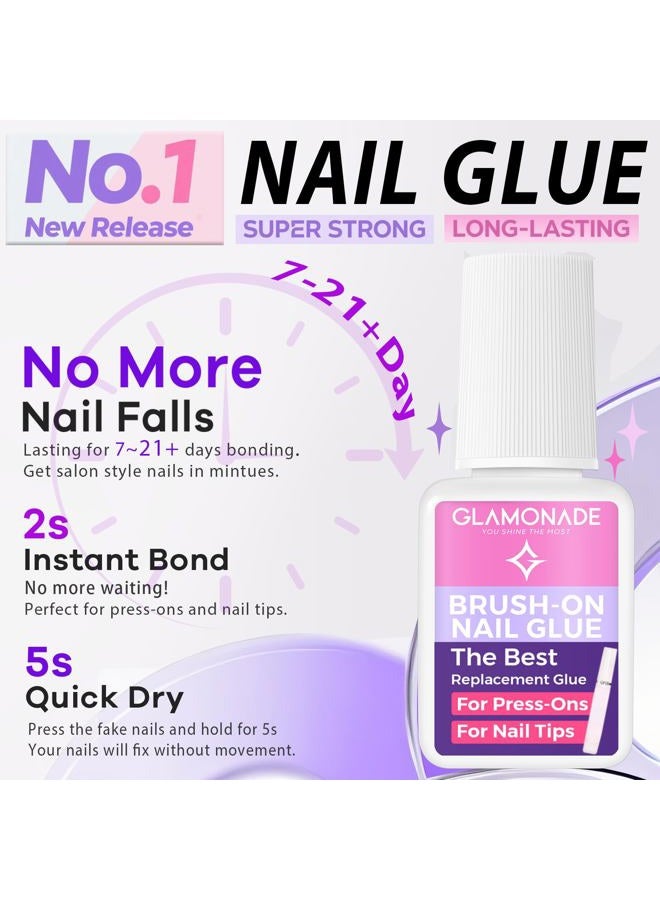 Glamonade Super Strong Nail Glue: Glue for Press Ons & Acrylic Nails & Fake Nail Tips - 10ml Professional Easy Long-Lasting Mess-Free Application Adhesive - Image 2