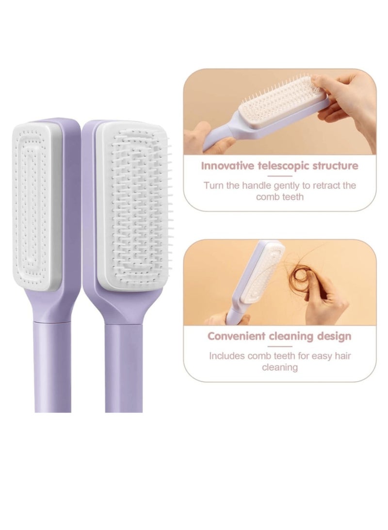 Self-Cleaning Hair Brush Comb – Detangling Comb & Scalp Massage Brush, Easy Hair Removal Detangler for Women, Men, Kids, Long, Curly & Straight Hair - Image 2