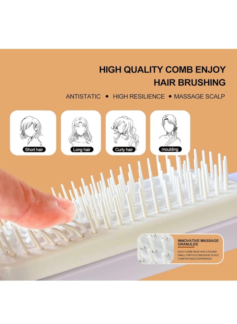 Self-Cleaning Hair Brush Comb – Detangling Comb & Scalp Massage Brush, Easy Hair Removal Detangler for Women, Men, Kids, Long, Curly & Straight Hair - Image 3