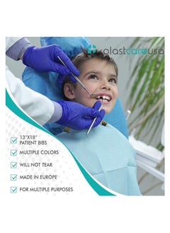 KASTWAVE Disposable Dental Bibs, 3 Ply Waterproof Tattoo Bib Sheet for Dental Clinic, Tattoo Staion and Salon, Blue (125 Pack - 13"x18")  - Image 2