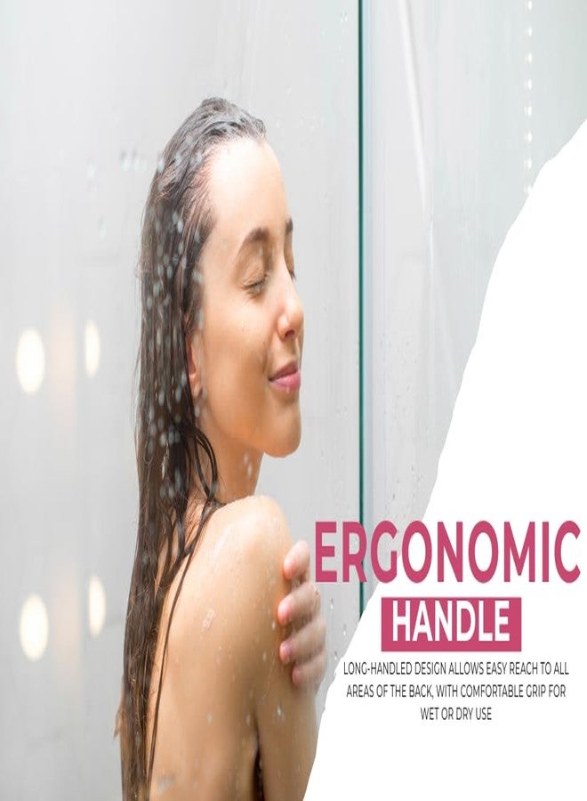 Double-Sided Silicone Body Scrubber, 70x12 cm, Pack of 2, Blue and Pink, with Ergonomic Handle - Image 3