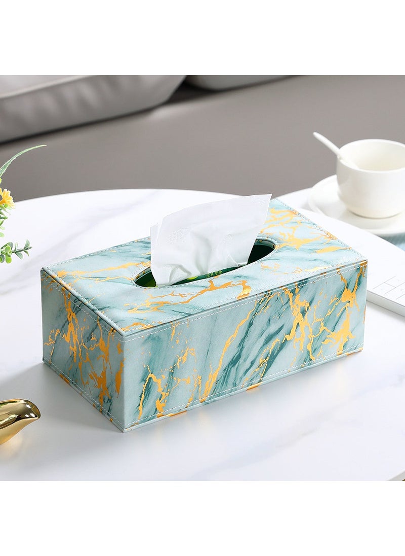 Nordic Marble Pattern Leather Tissue Box Green Marble Pattern Large Tissue Box
