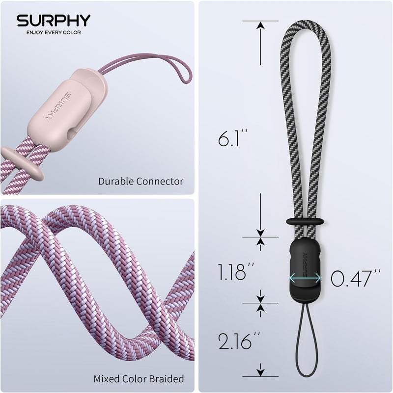 SURPHY 3 Pack Phone Strap with CellPhone Tether Tab, Phone Lanyard, CellPhone Wrist Strap with 2-Color Braided, Cell Phone Wrist Lanyard - Image 3