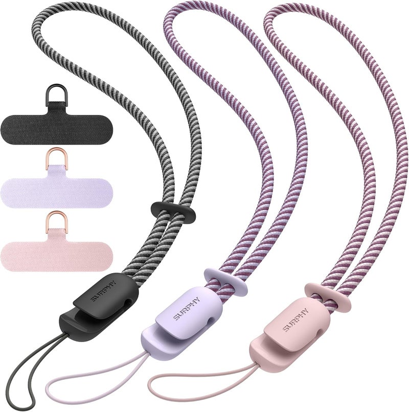SURPHY 3 Pack Phone Strap with CellPhone Tether Tab, Phone Lanyard, CellPhone Wrist Strap with 2-Color Braided, Cell Phone Wrist Lanyard - Image 1