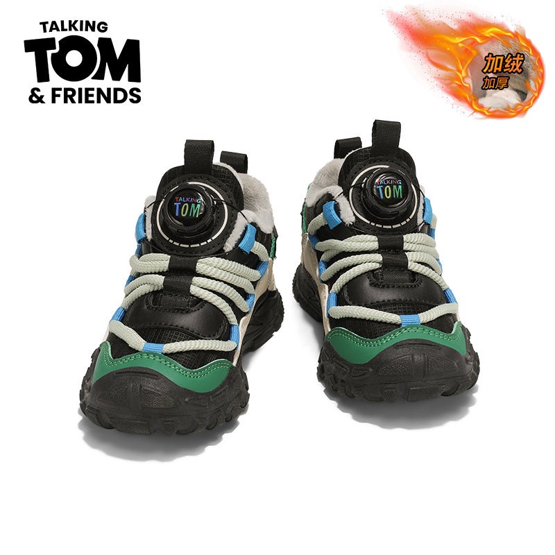 Tom Cat Cotton Shoes 2024 Winter New Boys' Non-Slip Rotating Button Torre Shoes Girls All-Match Fleece-Lined Children'S Shoes - Image 5