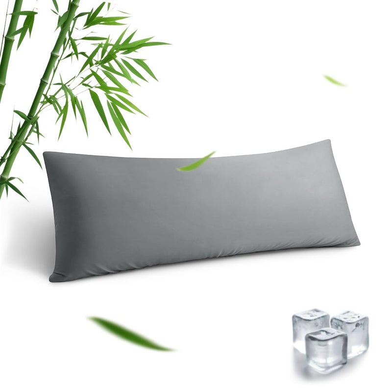 Parkdeny Body Pillowcase  Cooling Viscose from Bamboo Pillow Cover with Zipper Closure  Soft Moisture-Wicking for Hot Sleepers  Hair and Skin-Friendly  Light Grey  1 Pack - Image 1