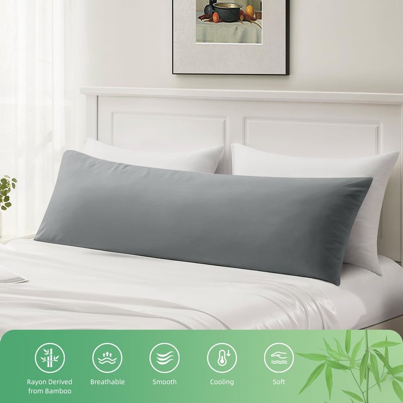 Parkdeny Body Pillowcase  Cooling Viscose from Bamboo Pillow Cover with Zipper Closure  Soft Moisture-Wicking for Hot Sleepers  Hair and Skin-Friendly  Light Grey  1 Pack - Image 5