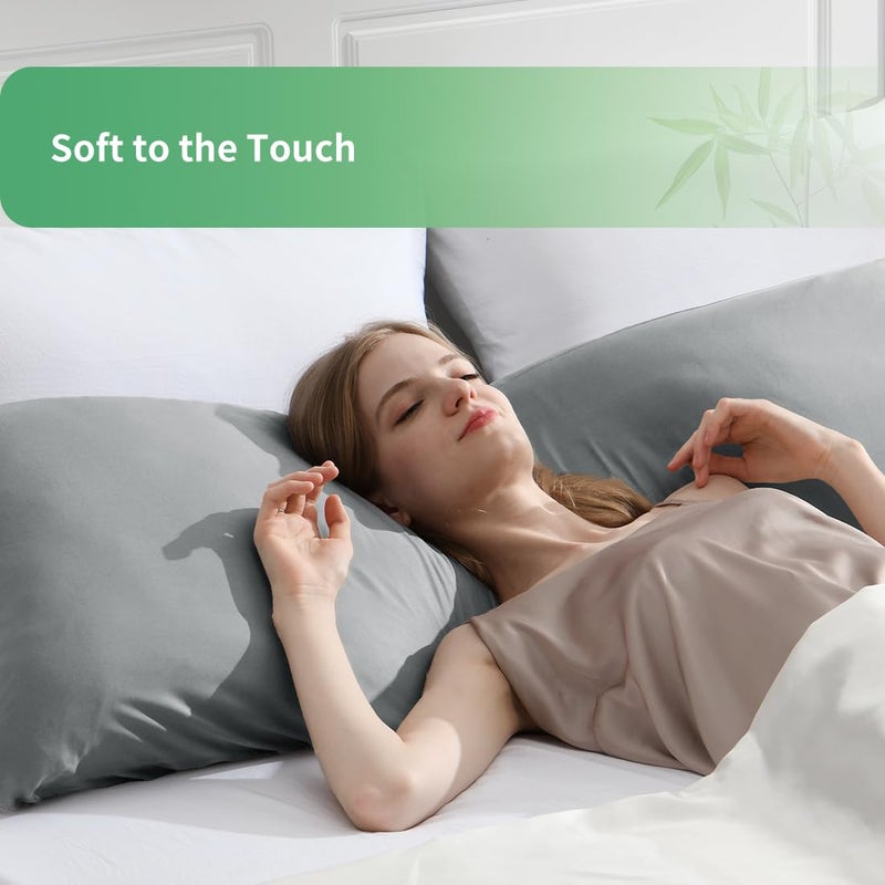 Parkdeny Body Pillowcase  Cooling Viscose from Bamboo Pillow Cover with Zipper Closure  Soft Moisture-Wicking for Hot Sleepers  Hair and Skin-Friendly  Light Grey  1 Pack - Image 3
