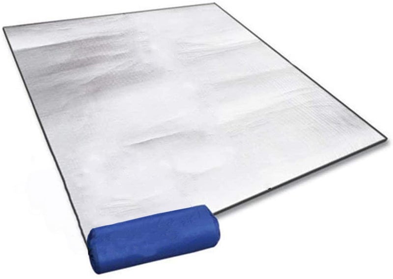Aehma حصيرة تخييم مصنوعة من الفوم وورق الألمنيوم للتخييم 150x200 سم وسادة فوم عازلة حصيرة نوم خيمة حرارية من الألمنيوم للتخييم لعكس الحرارة فضية 59 بوصة × 78.7 بوصة / 150 سم × 200 سم - Image 1