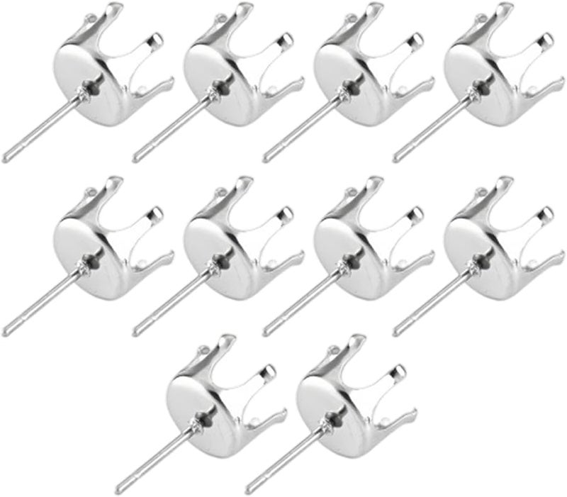 عبوة من 10 إعدادات أقراط مخلبية من الفولاذ المقاوم للصدأ مقاس 9 مم لصنع مجوهرات آمنة - Image 2
