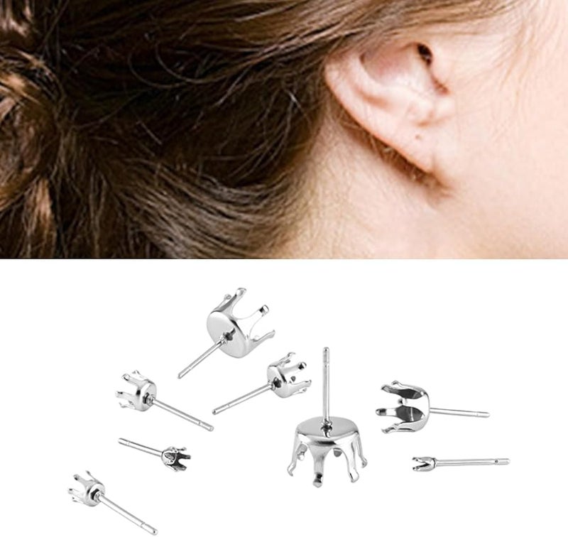 عبوة من 10 إعدادات أقراط مخلبية من الفولاذ المقاوم للصدأ مقاس 9 مم لصنع مجوهرات آمنة - Image 3