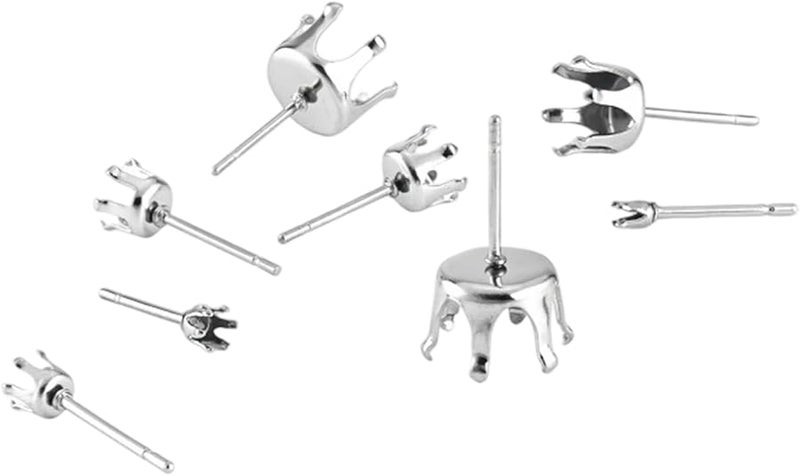 عبوة من 10 إعدادات أقراط مخلبية من الفولاذ المقاوم للصدأ مقاس 9 مم لصنع مجوهرات آمنة - Image 5