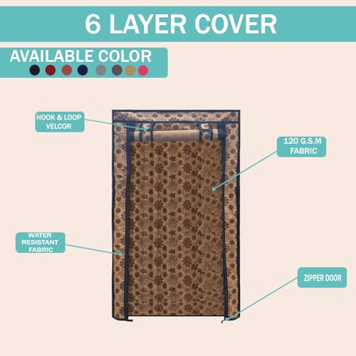 PHILOSHOP Shoe Rack Cover for Home Flower Print Only for 6-Layer Portable Foldable Shoe Stand Non Woven Zipper Fabric Cover (Pack of 2) - Image 5