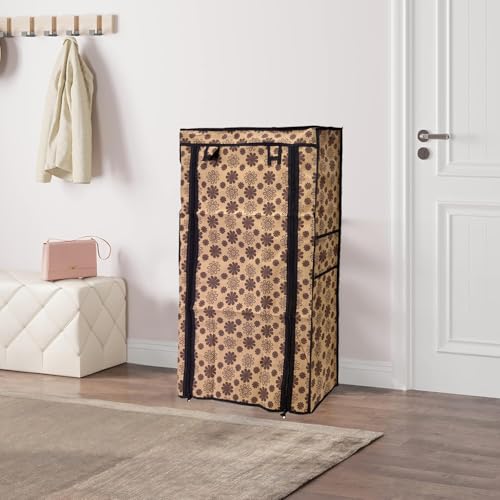 PHILOSHOP Shoe Rack Cover for Home Flower Print Only for 6-Layer Portable Foldable Shoe Stand Non Woven Zipper Fabric Cover (Pack of 2) - Image 4